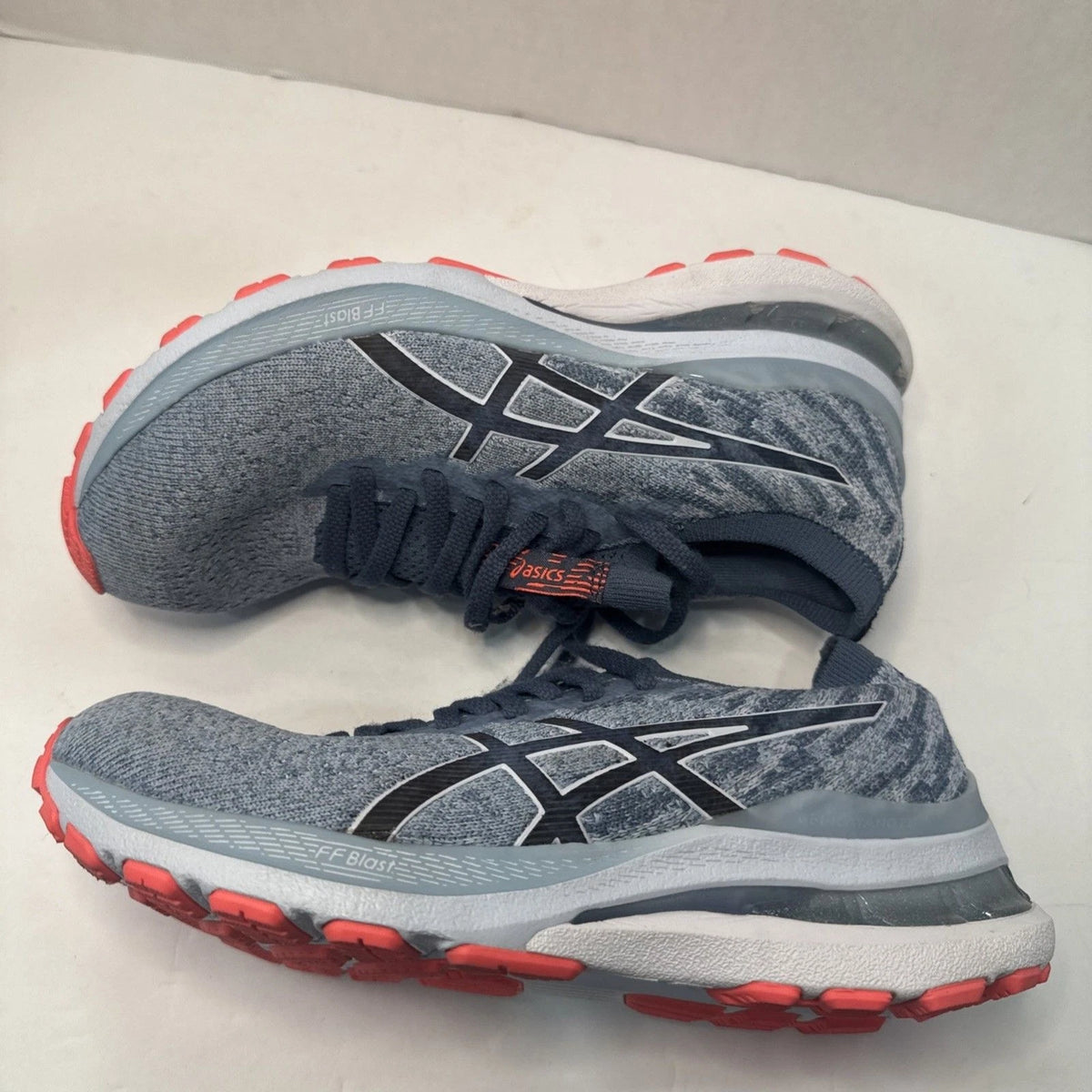 ASICS Gel Kayano 28 MK Women’s 7 Gray Blue Coral Running Shoes 1012B126