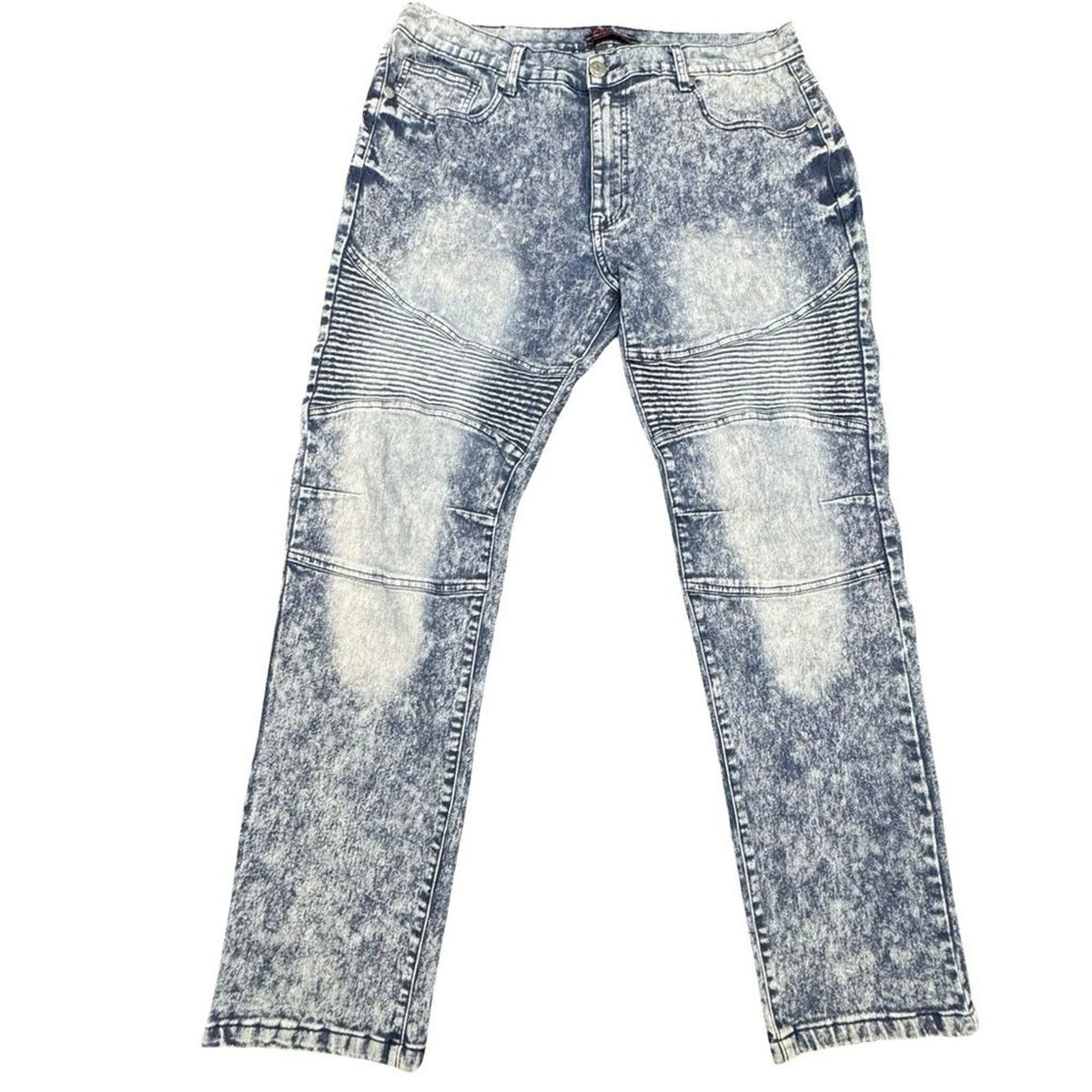 Chams Stretch Straight Jeans Men's 38x30 Blue Acid Wash Denim Y2K