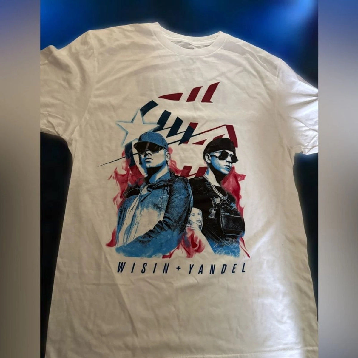 Wisin Yandel La Ultima Mision Tour Tee White Mens large Concert Graphic Shirt
