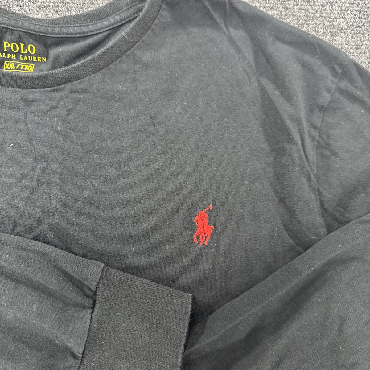Polo Ralph Lauren Long Sleeve T-Shirt Men's XXL Black Custom Fit Red Pony
