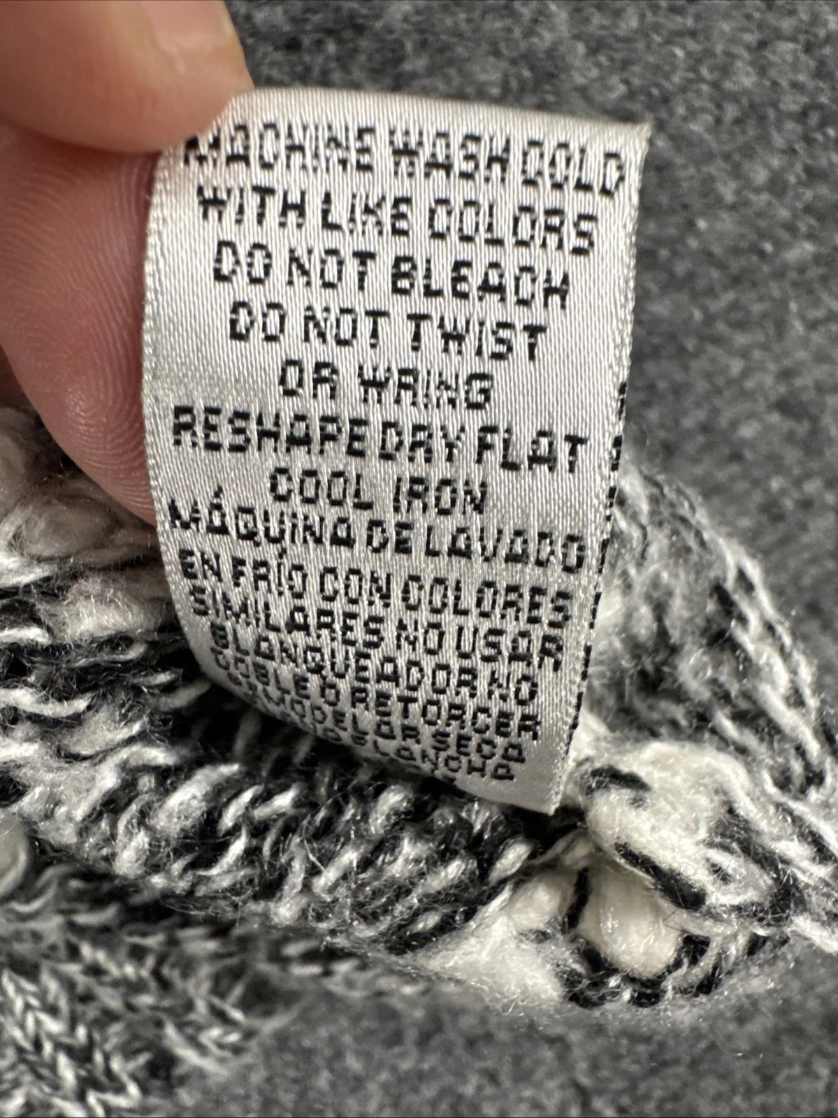 Effeci Marled Chunky Knit Sweater Gray White Crewneck Women's Large Cozy