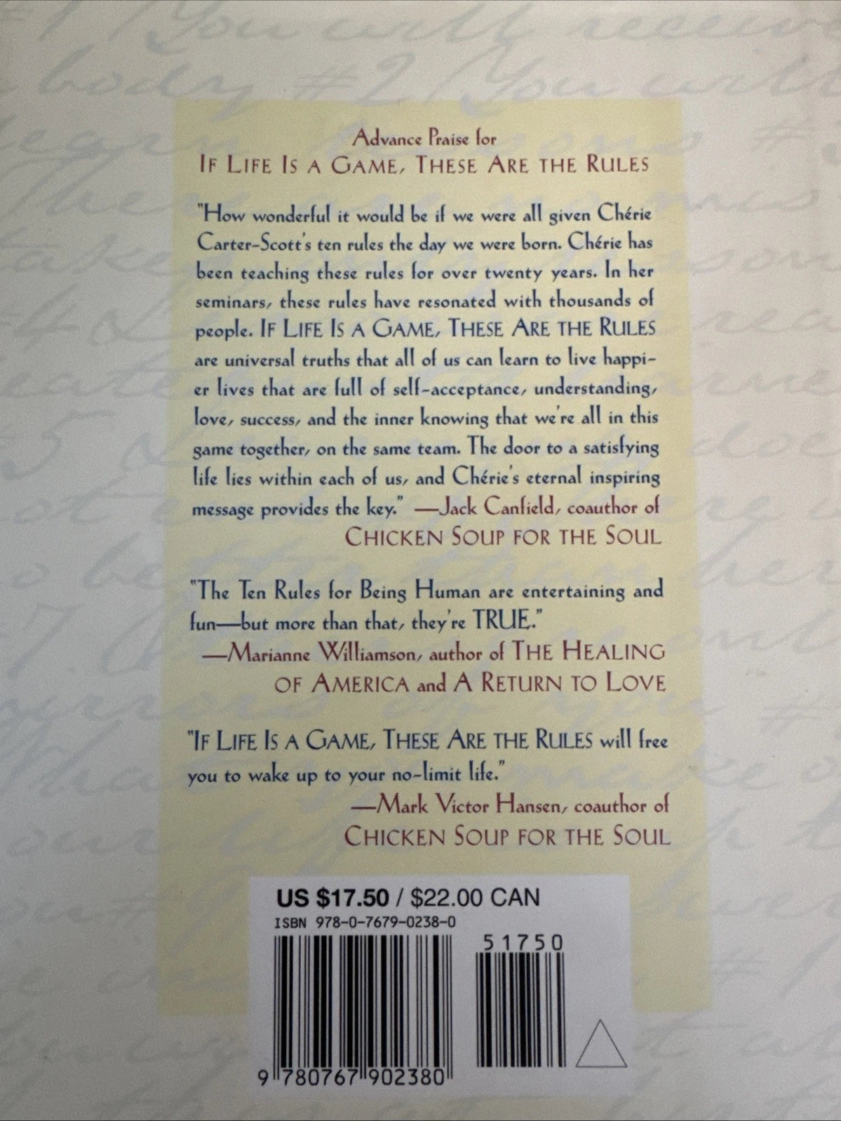 If Life Is a Game These Are the Rules HC Cherie Carter-Scott Self Help Book