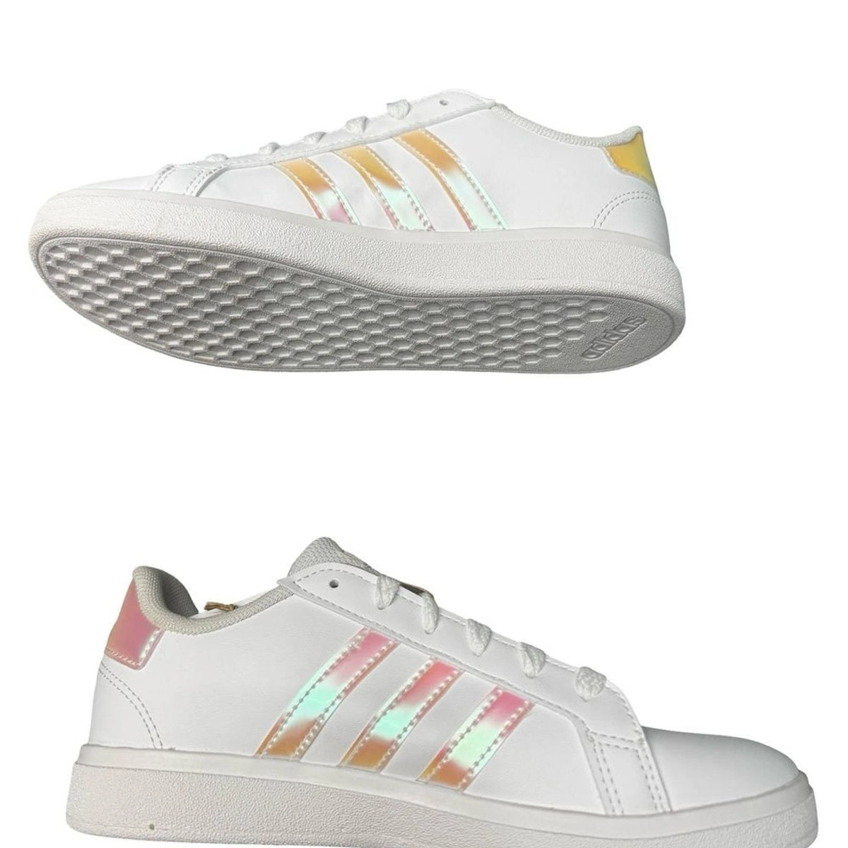 adidas Grand Court 2.0 K Kids 3 White Metallic ID7868 New with Box