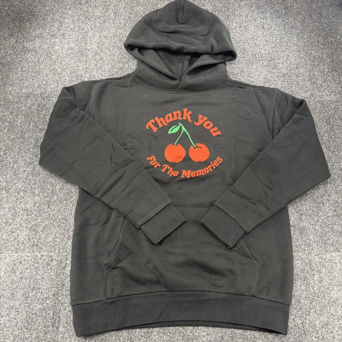 Market Cherry Thank You For The Memories Hoodie XS Black Oversized Graphic NWT