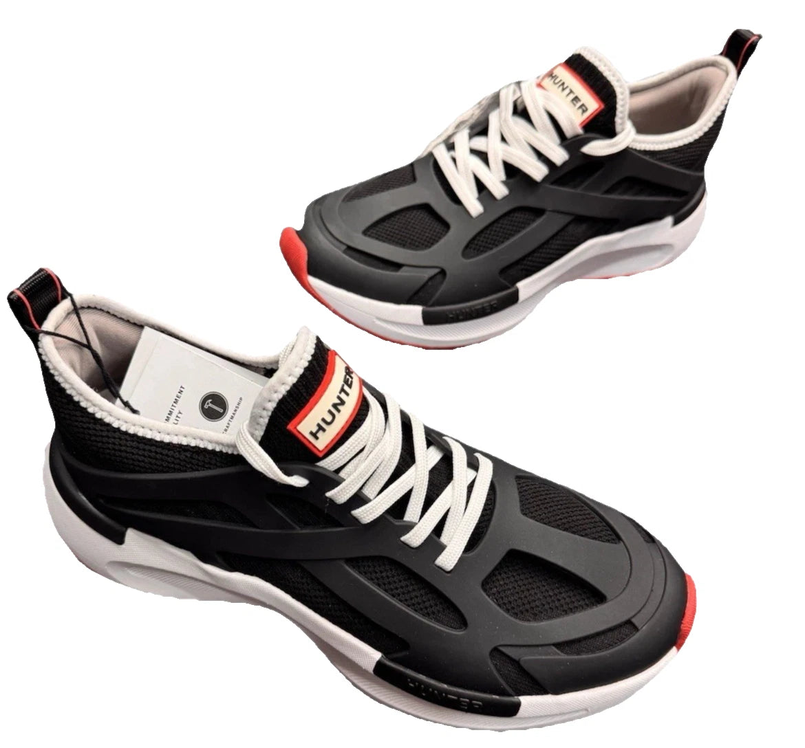 Hunter Tulip Womens Sneakers Size 8.5 Black Water Resistant Lace Up New Box