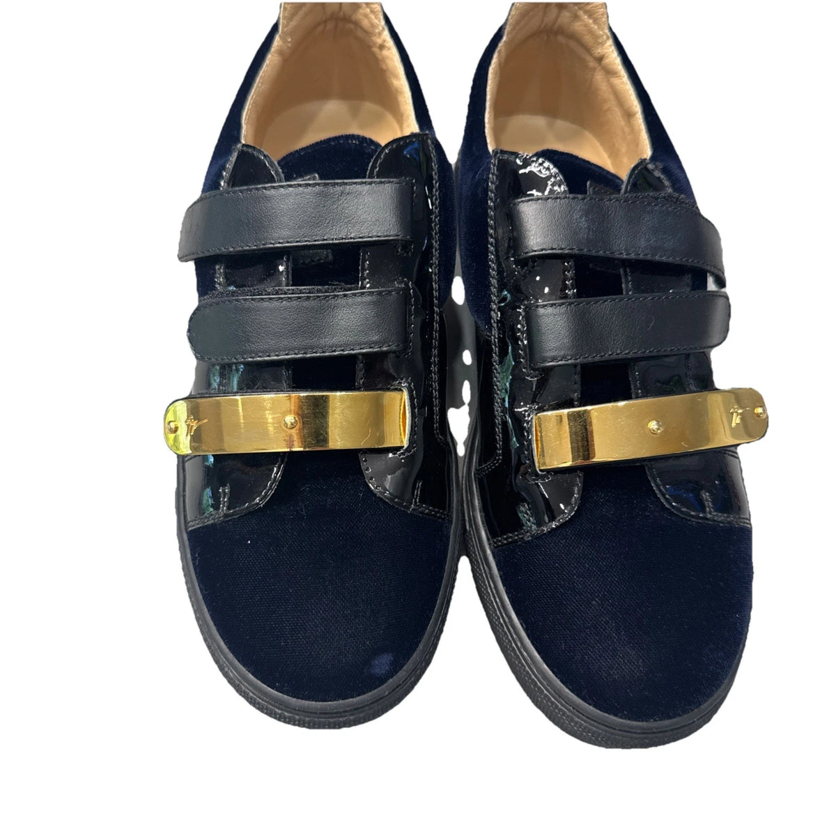 Giuseppe Zanotti Coby Sneakers Women EU 38 Navy Velvet Patent Leather Italy