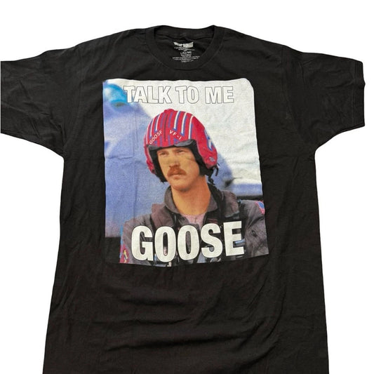 Top Gun Talk To Me Goose Black Graphic Tee Small Movie Shirt Retro BNWOT