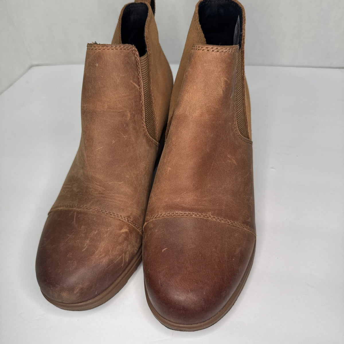 Sorel Evie Chelsea Wedge Boots Women’s 6.5 Brown Leather Suede NL3816-242