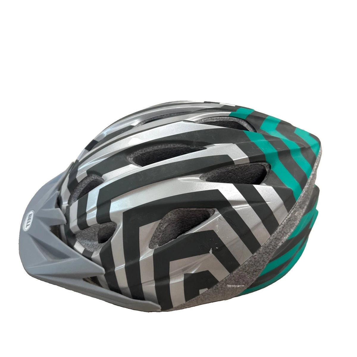 Bell Adult Bike Helmet 54-58cm Gray Teal Geometric Visor Rear Lights
