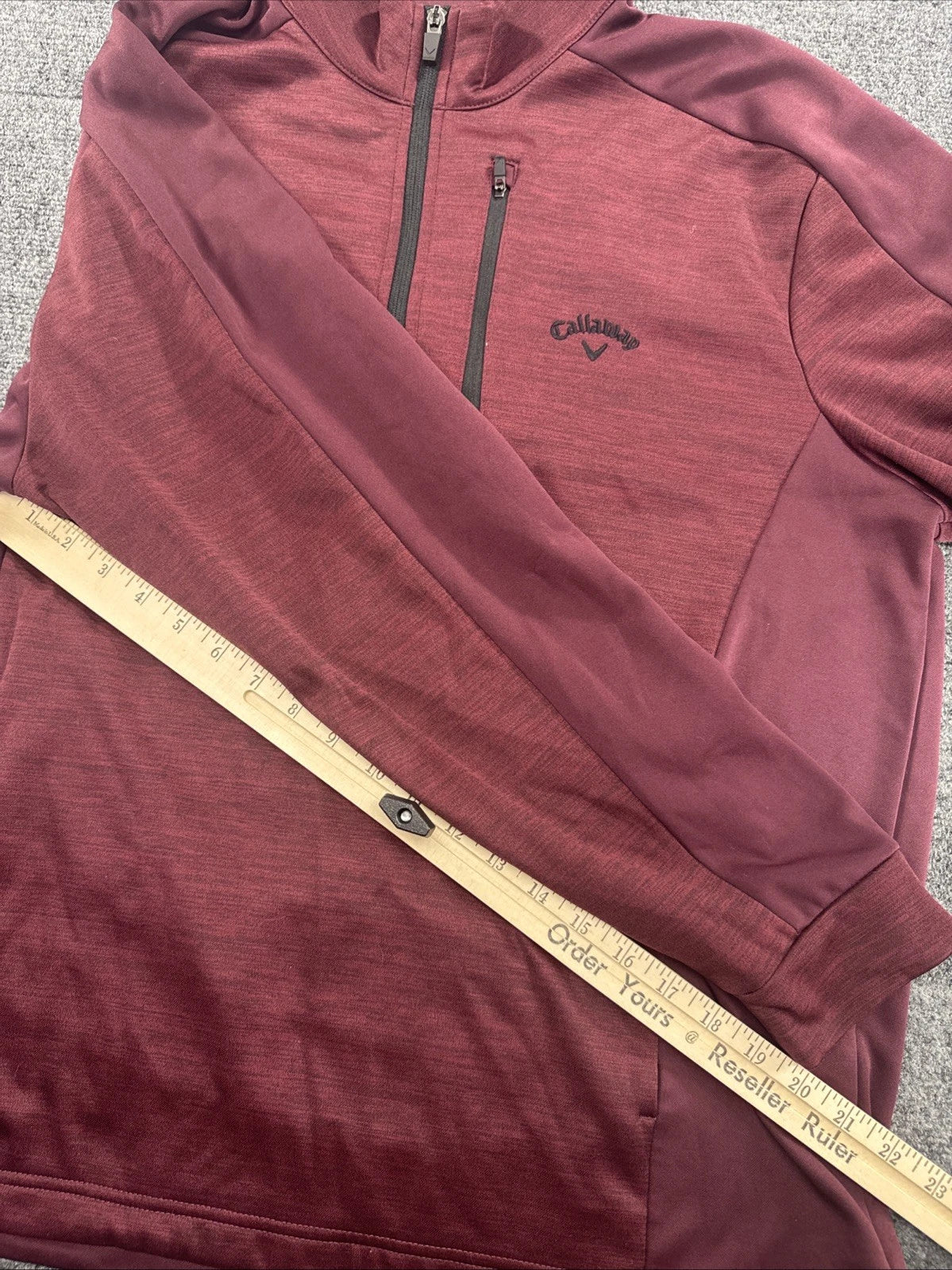 Callaway Golf 1/4 Zip Pullover Men's Large Burgundy Chest Pocket Performance