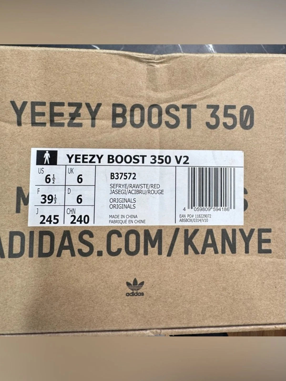 adidas Yeezy Boost 350 V2 Semi Frozen Yellow Mens 6.5 B37572 OG Box
