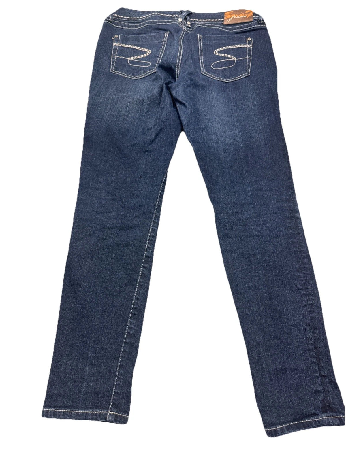 Vintage Seven For All Mankind Skinny Jeans Womens 10 Blue White Stitching Y2K EU