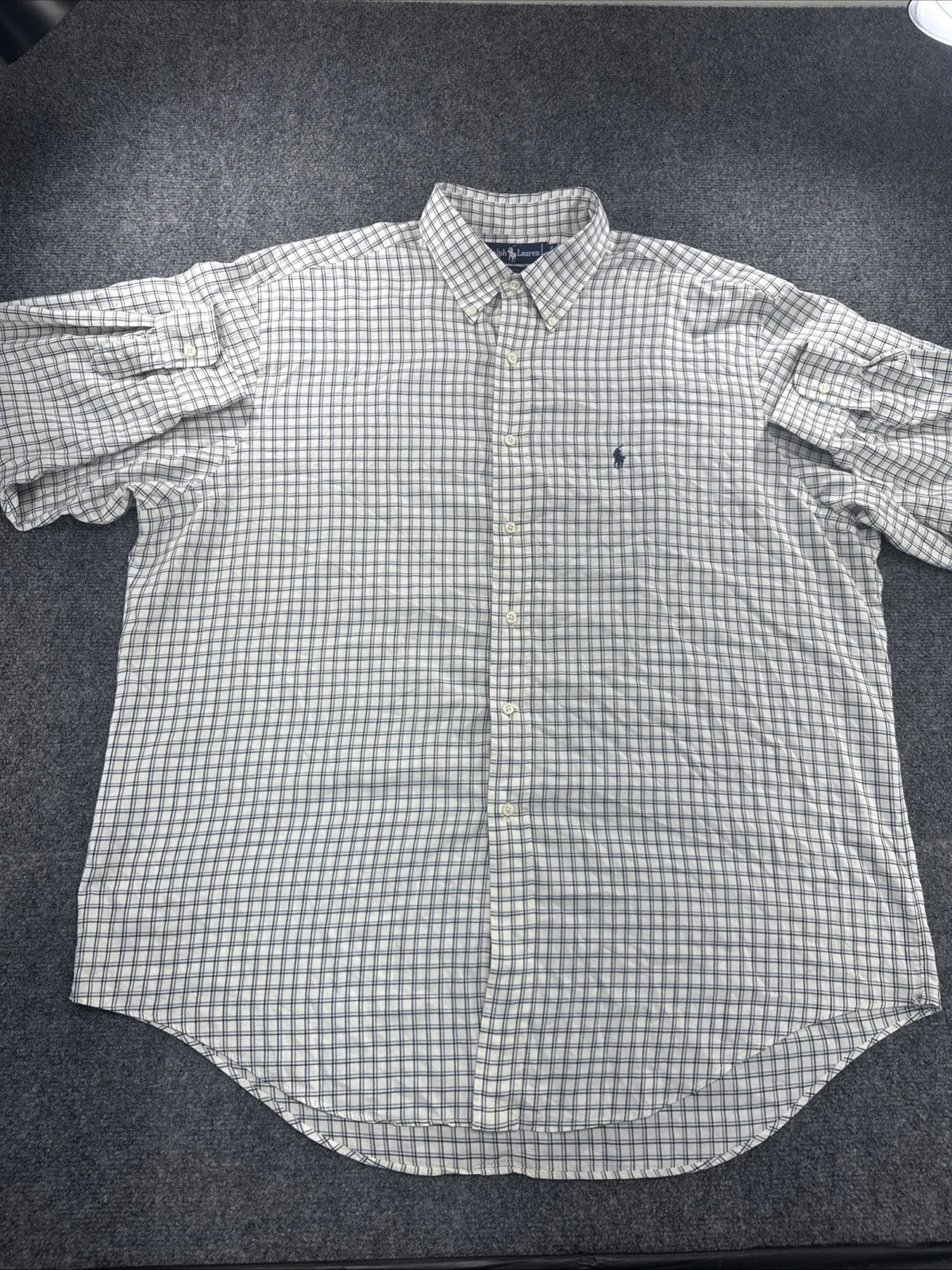 Polo Ralph Lauren Yarmouth Button Down Shirt White Blue Check 17 36 Cotton