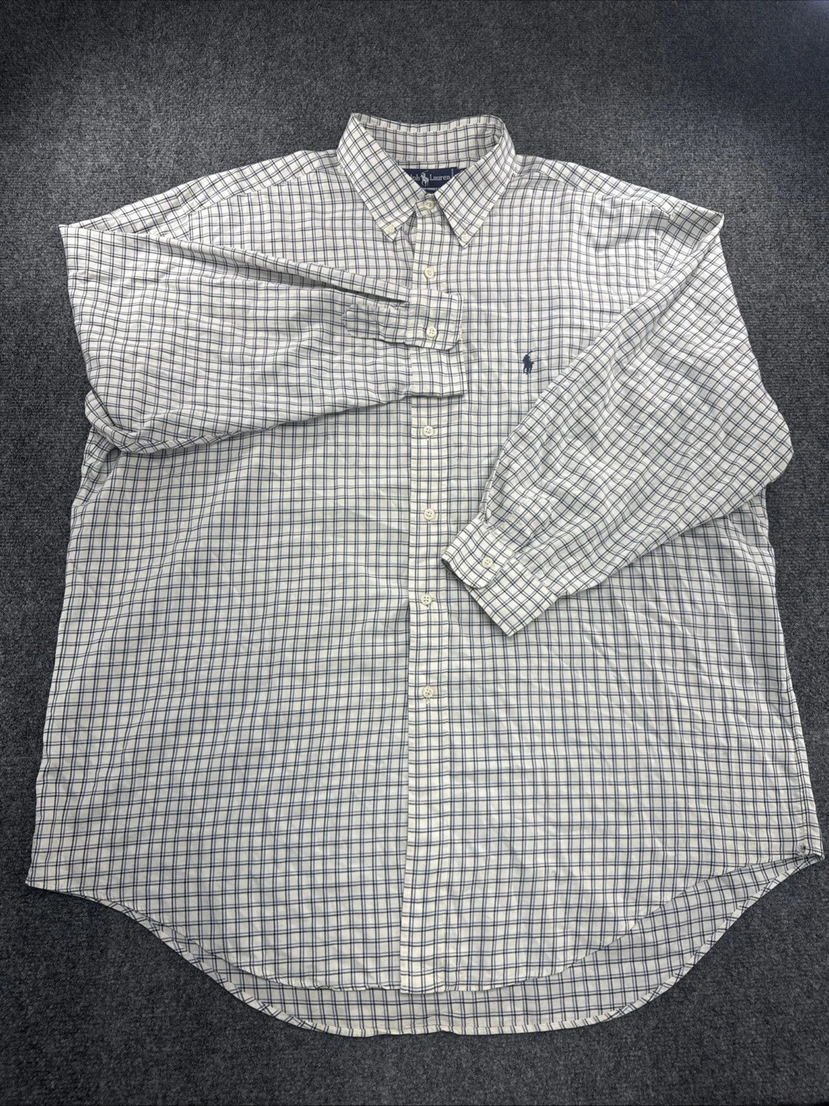 Polo Ralph Lauren Yarmouth Button Down Shirt White Blue Check 17 36 Cotton