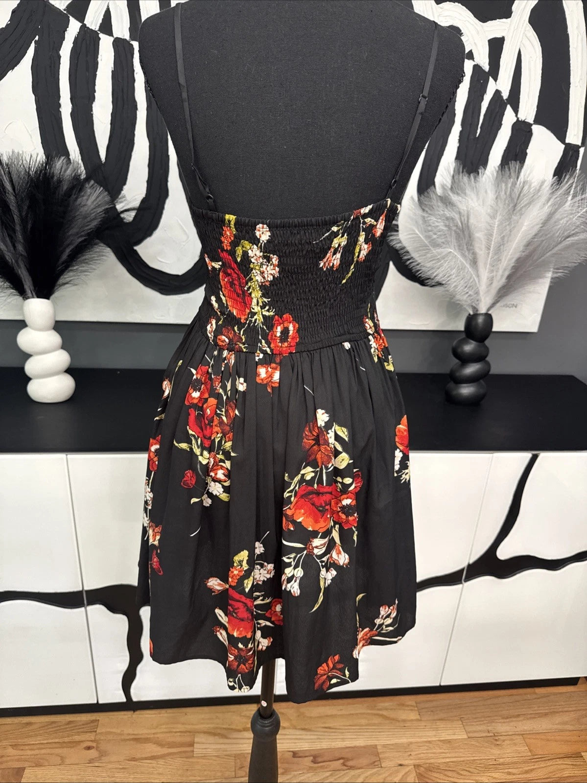 Band of Gypsies Floral Bustier Fit & Flare Dress Black Women's Small