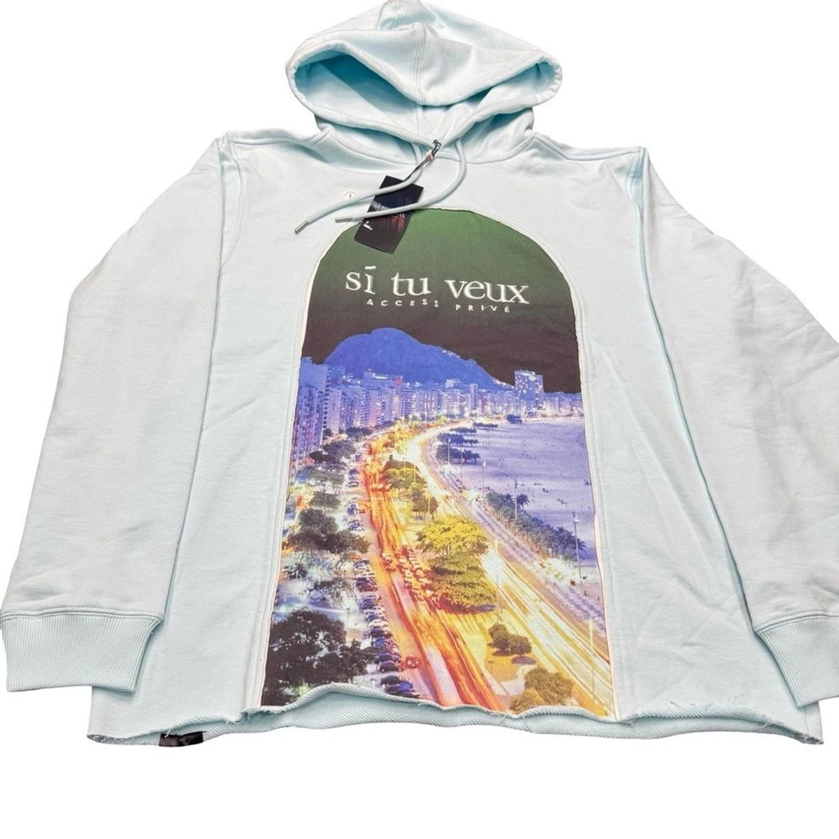 Si Tu Veux Riviera Hoodie Large Delicate Blue TV0101 Streetwear BNWT