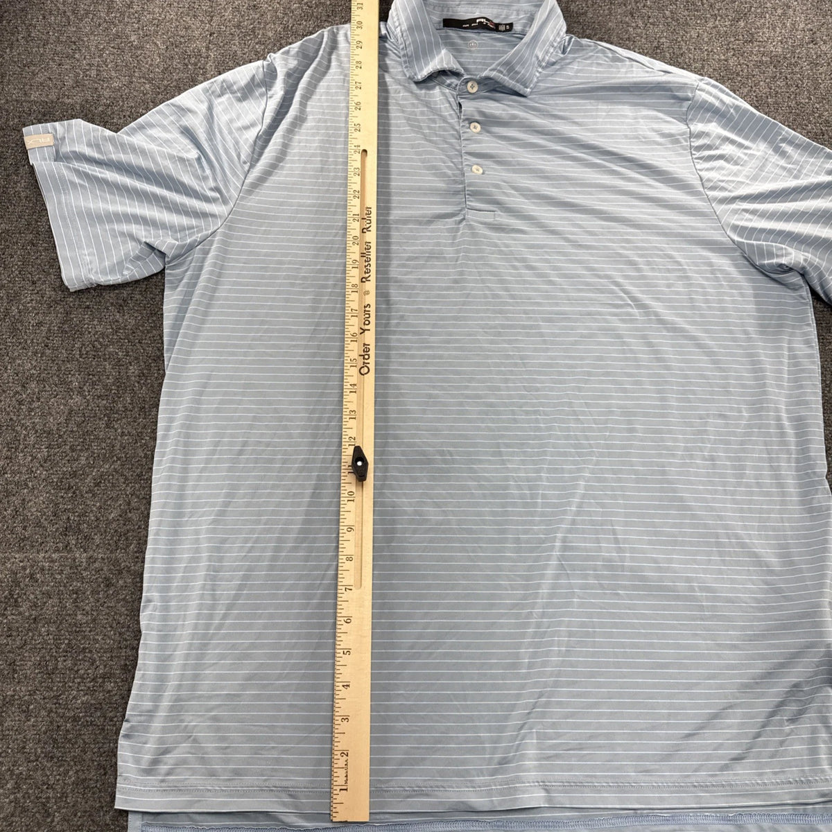 RLX Ralph Lauren Golf Polo Shirt XL Blue Striped Performance Stretch