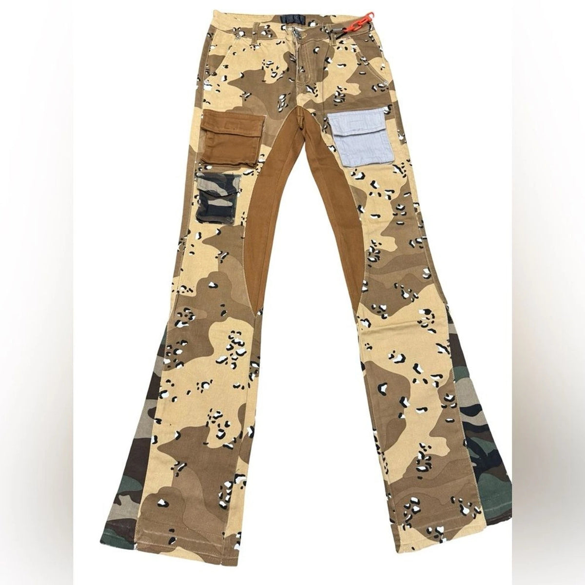 THRT Camo Patchwork Flare Denim Pants Men’s 30x32 Chained Pouch NWT