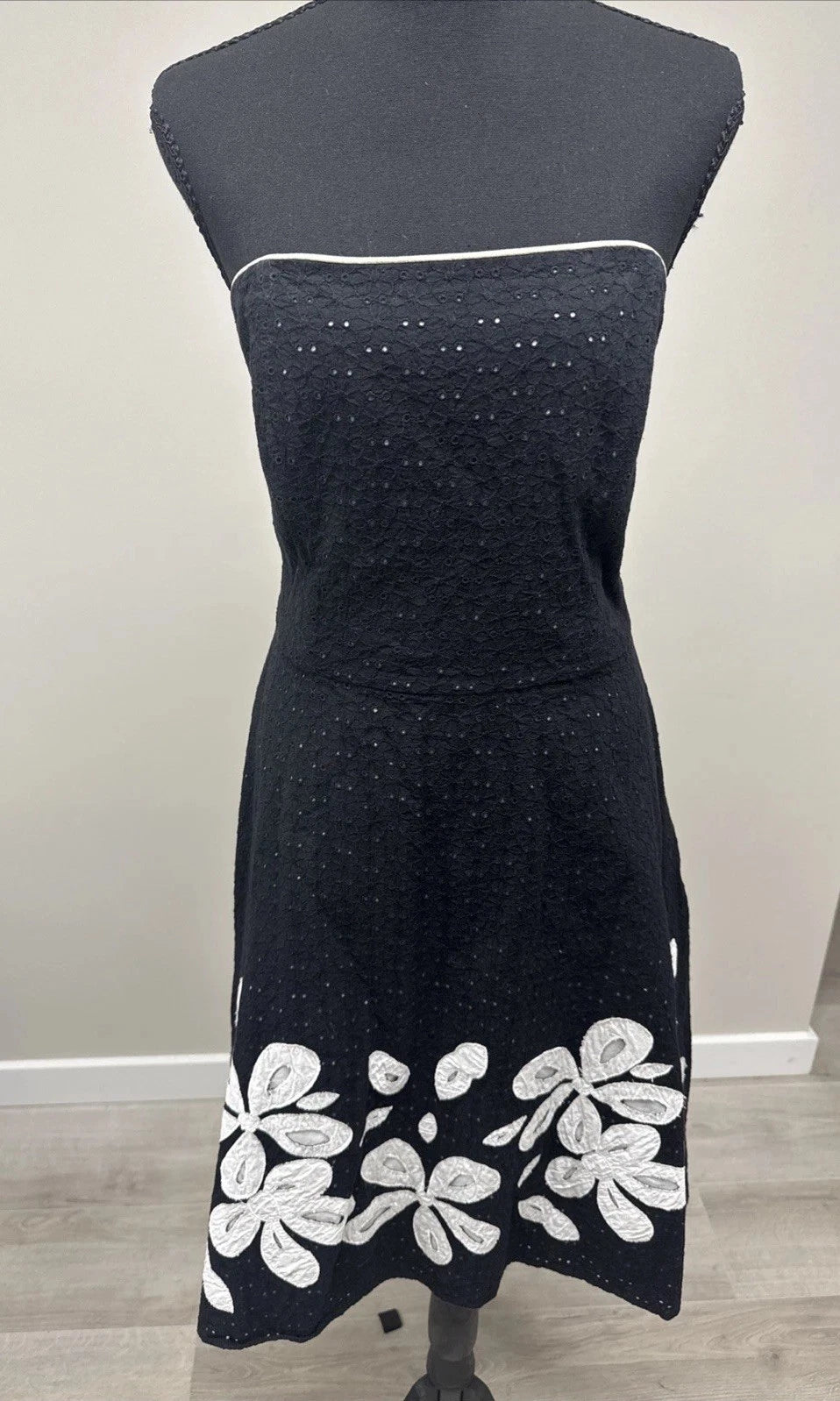 Vintage Y2K Spenser Jeremy Strapless Eyelet Floral Midi Dress Women's 12