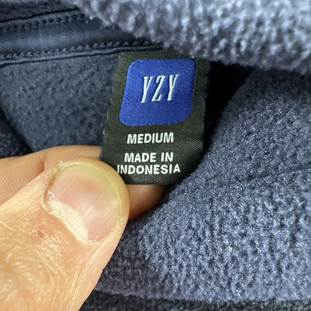 YZY Yeezy Polar Fleece Hoodie Medium Navy Blue Faded Oversized Pullover