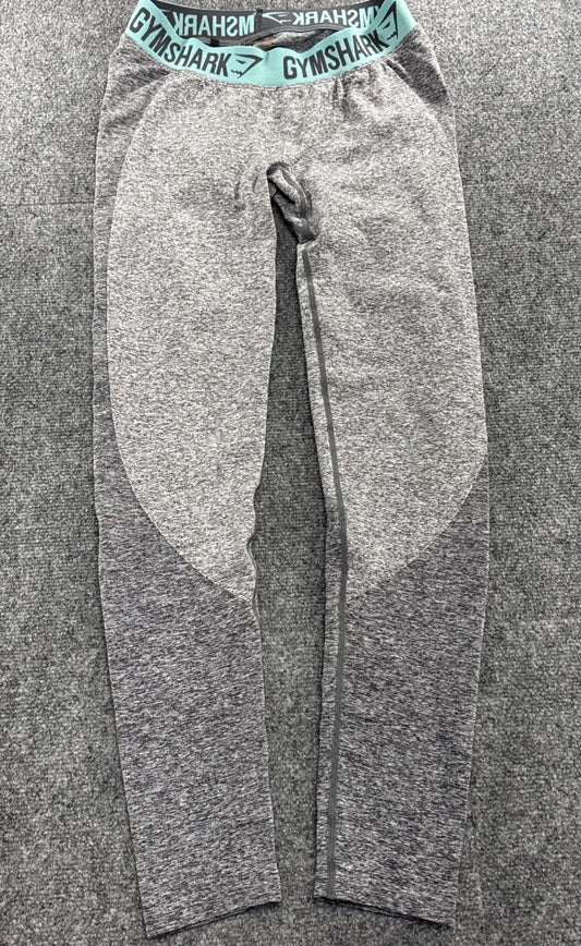 Gymshark Flex Leggings Womens Medium Gray Teal Low Rise Workout Compression