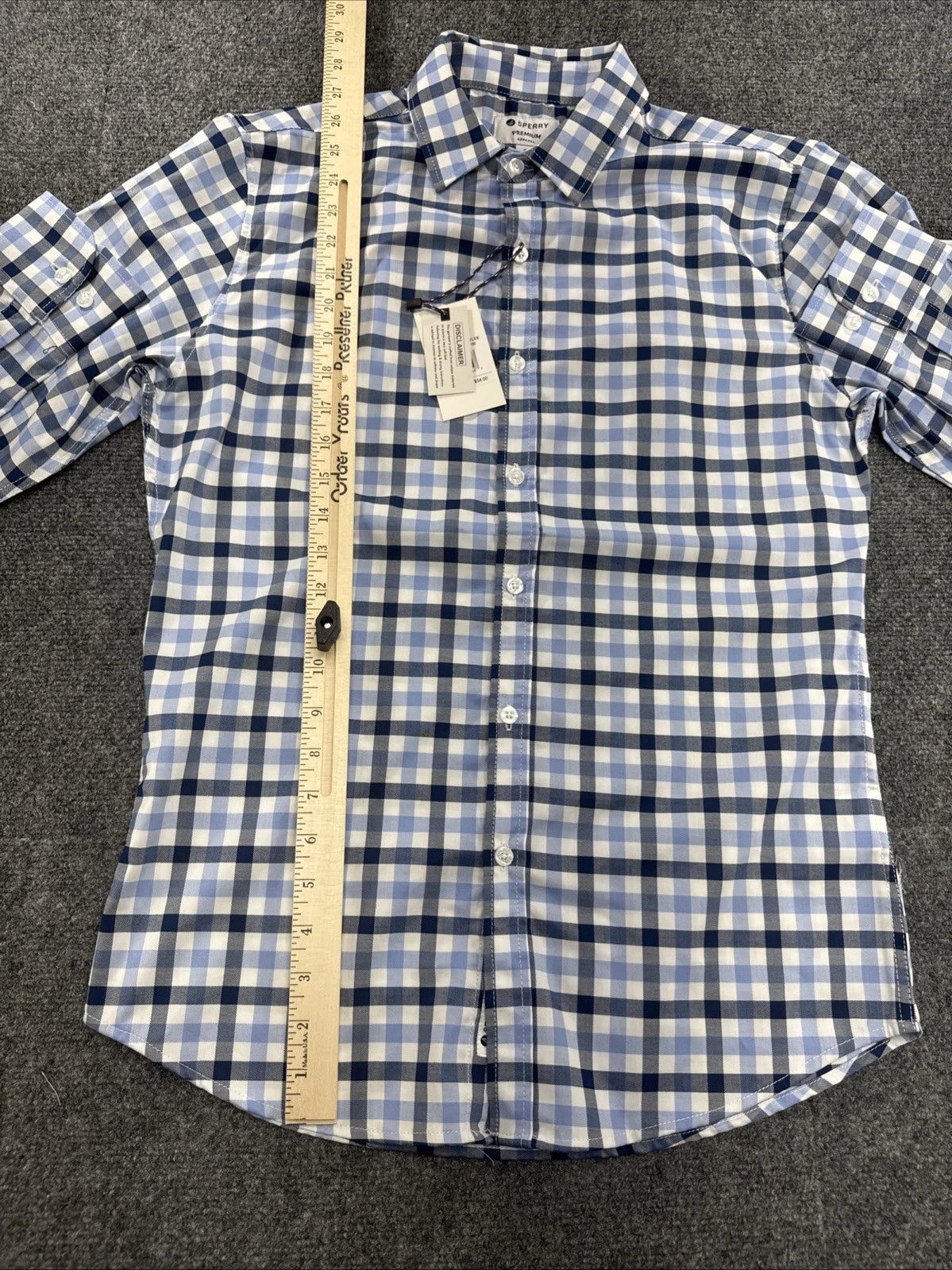 Sperry Premium Apparel Shirt Mens S Blue White Plaid Long Sleeve NWT SP7156