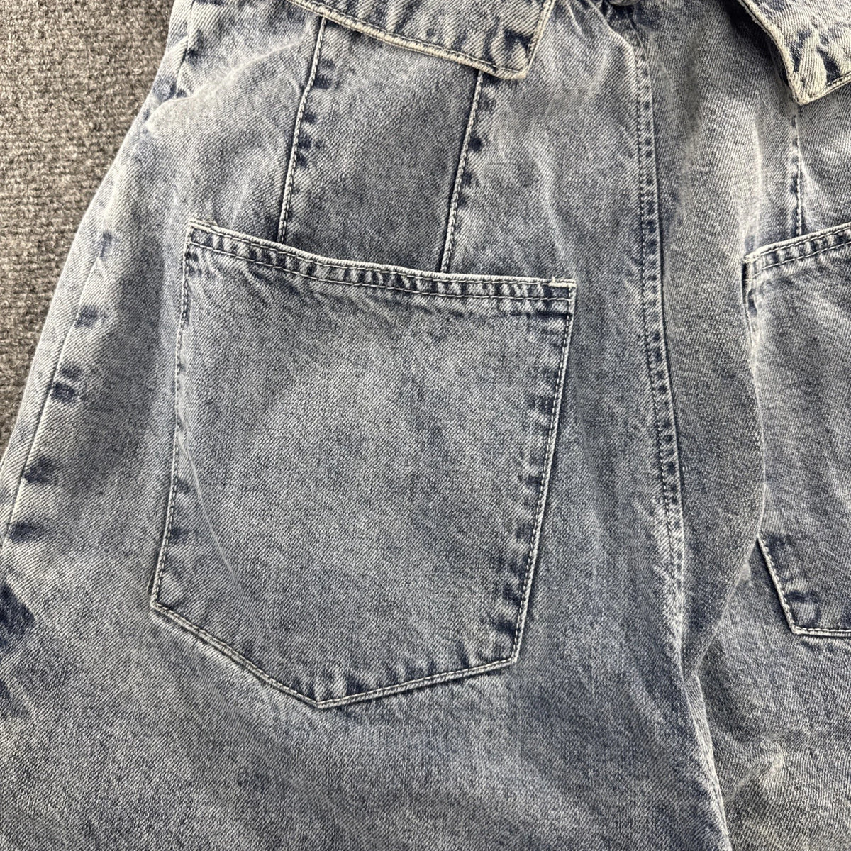 Walk In Dark Acid Wash Paperbag Waist Wide Leg Crop Jeans Medium