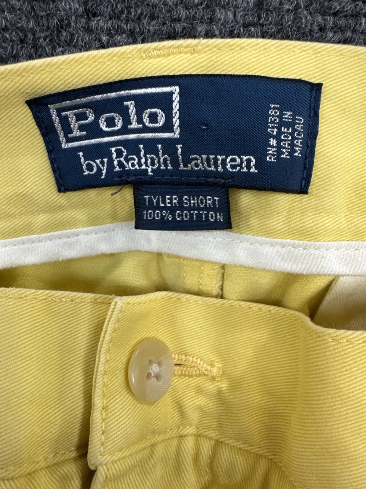 Polo Ralph Lauren Tyler Shorts Mens 38 Yellow Pleated Chino 100% Cotton VTG