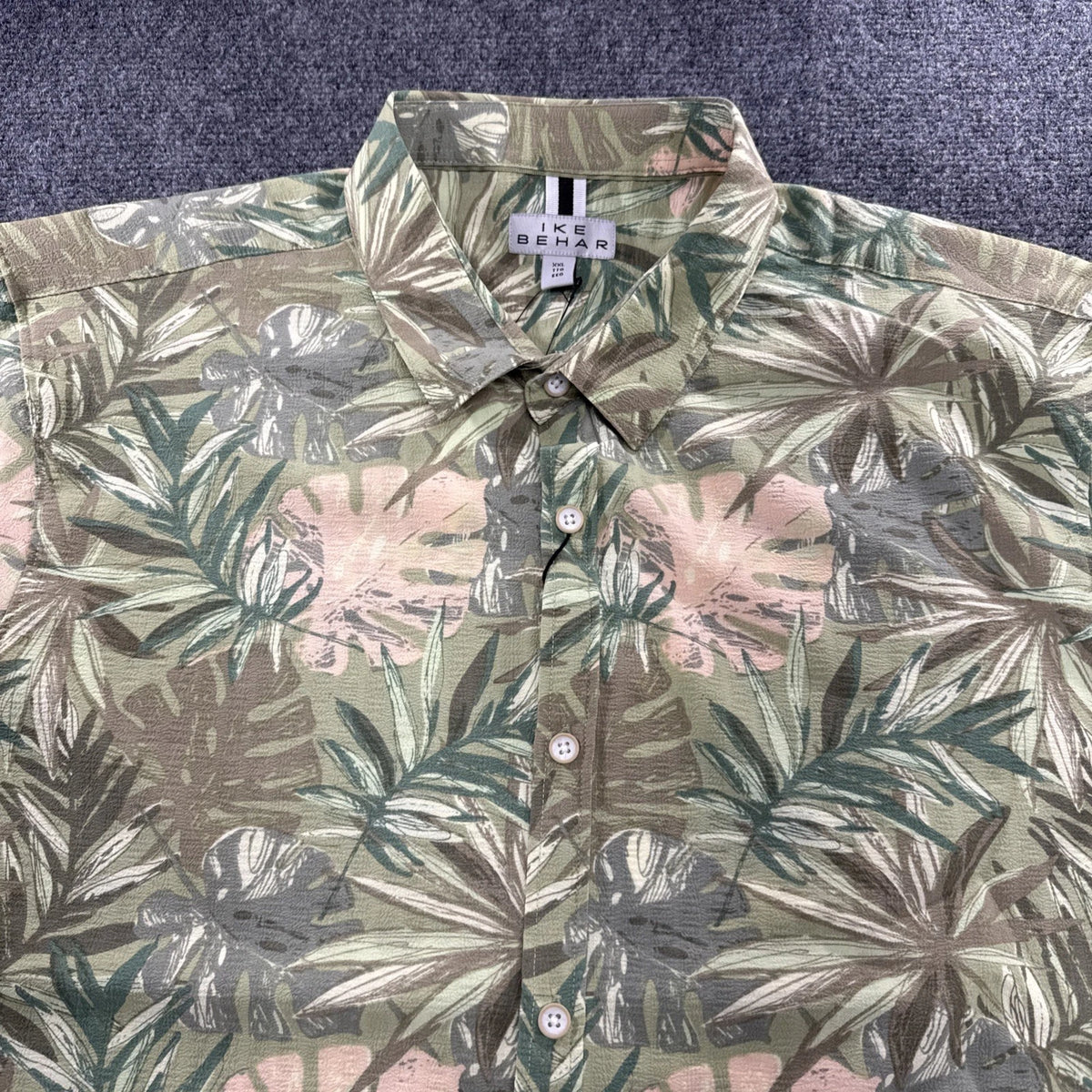 Ike Behar Short Sleeve Shirt Mens XXL Tropical Floral Hawaiian Resort Green NWOT