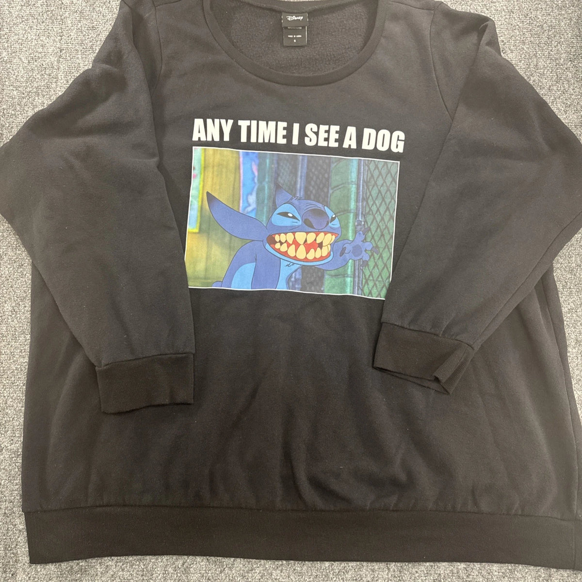 Disney Lilo & Stitch Any Time I See A Dog Sweatshirt Black 5X Plus Size