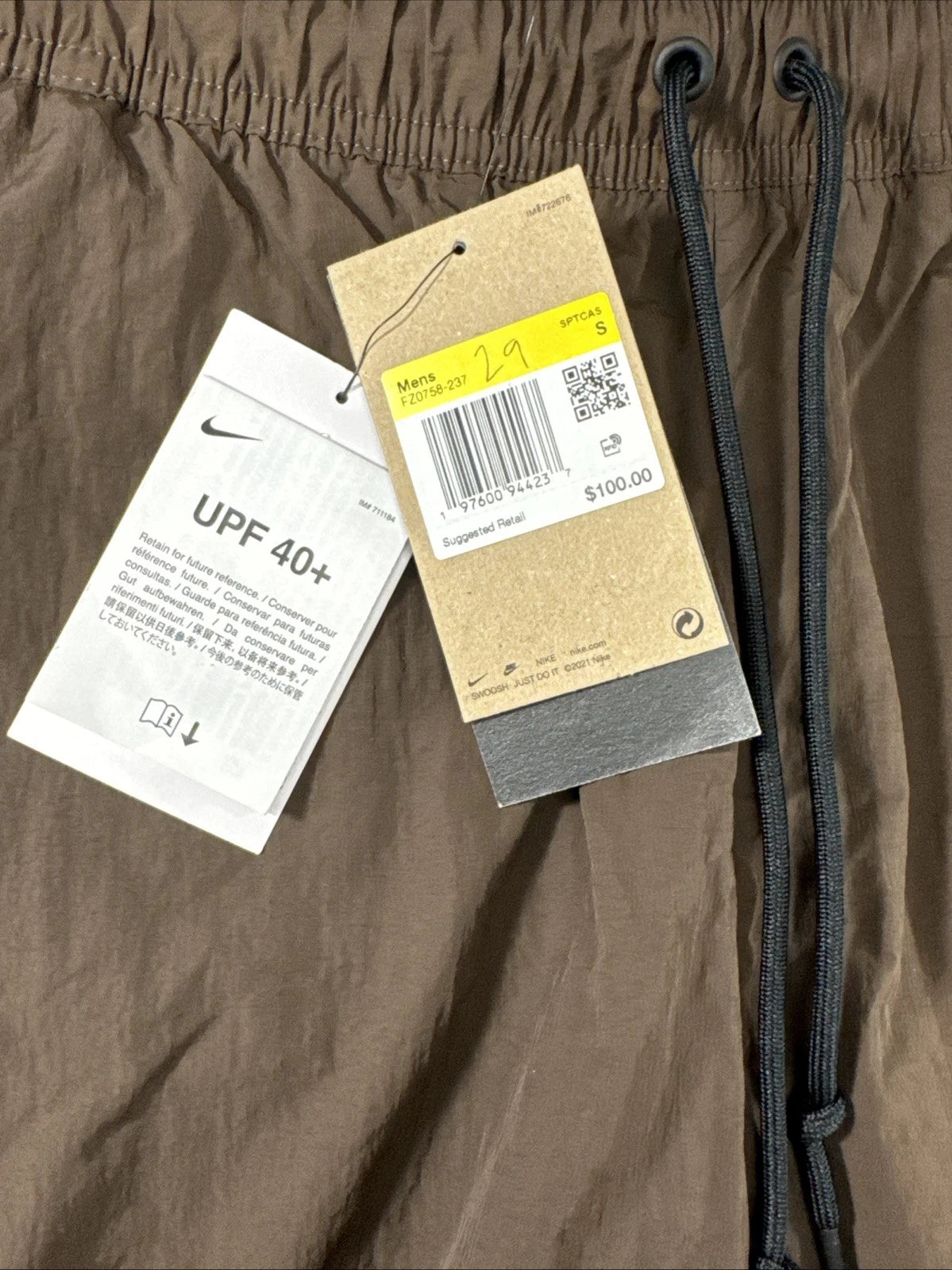 Nike Sportswear Woven Jogger Pants Men’s Small Brown UPF 40+ NWT Track