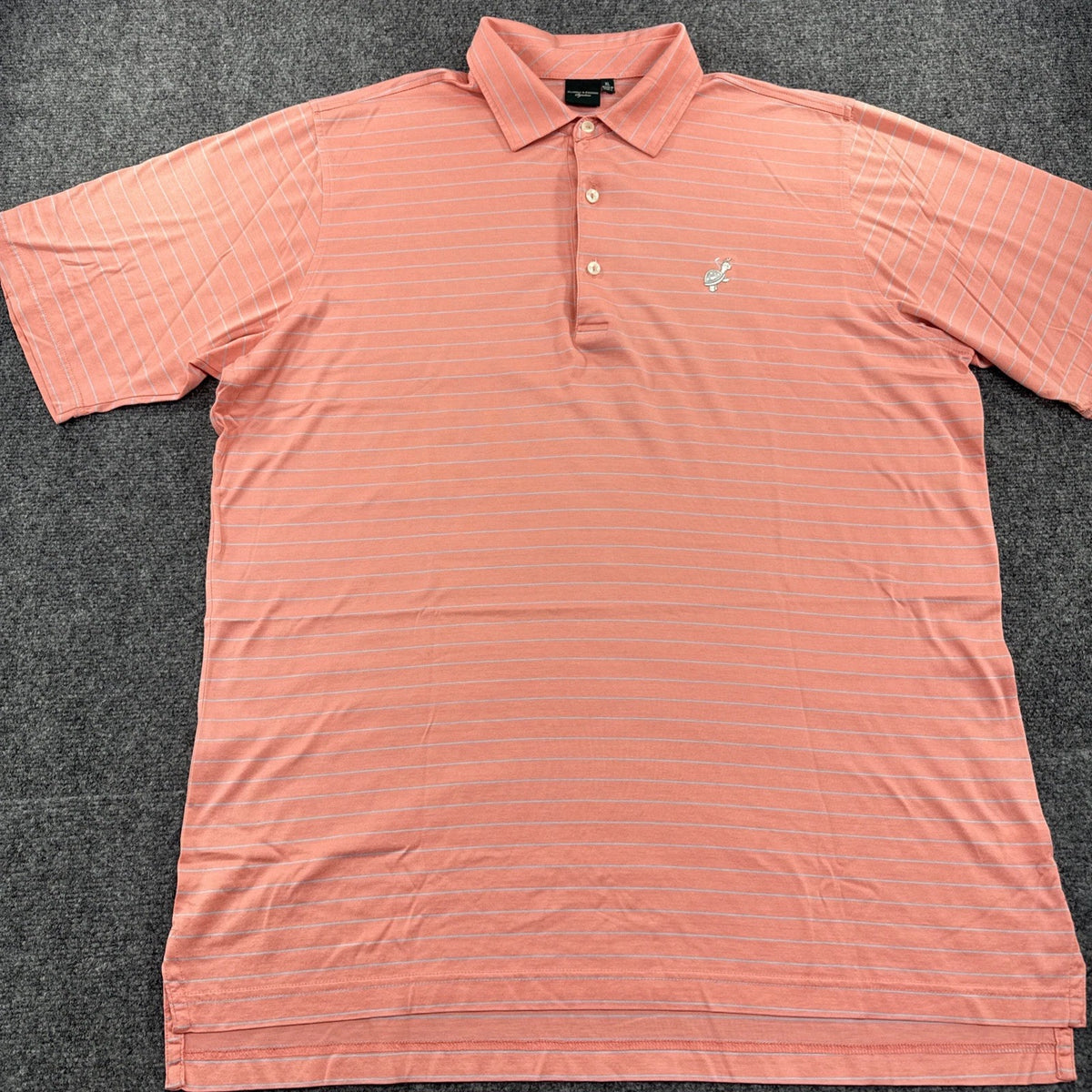 Fairway & Greene Signature Golf Polo Mens XL Coral Striped Turtle BNWOT