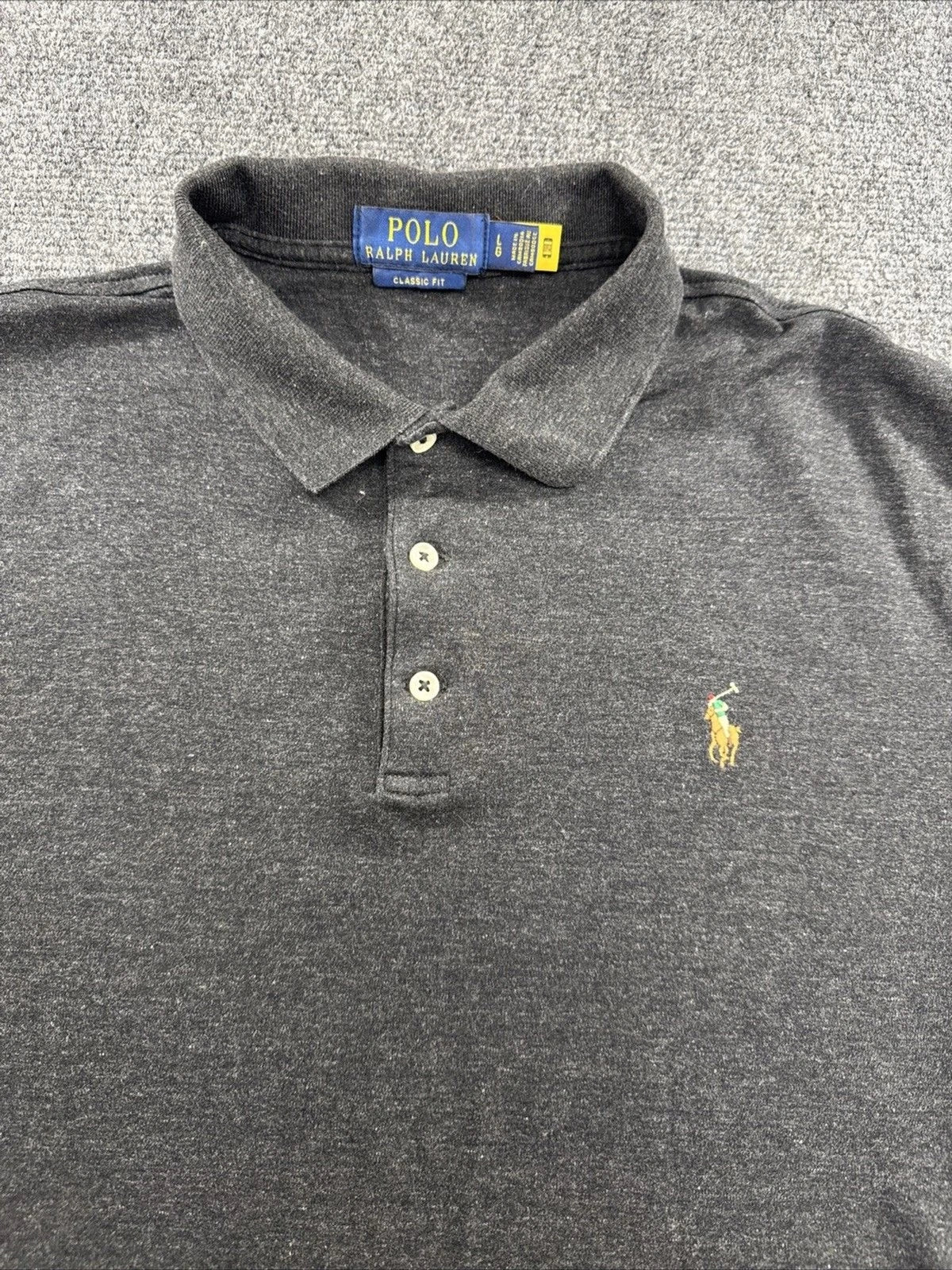 Polo Ralph Lauren Classic Fit Polo Shirt Charcoal Gray Men’s Large Pony