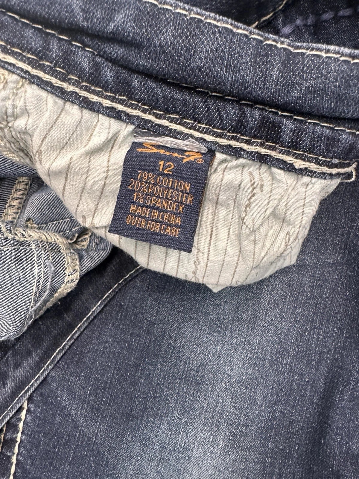 Vintage Seven For All Mankind Bootcut Jeans Women's 12 Dark Wash Embroidered EUC