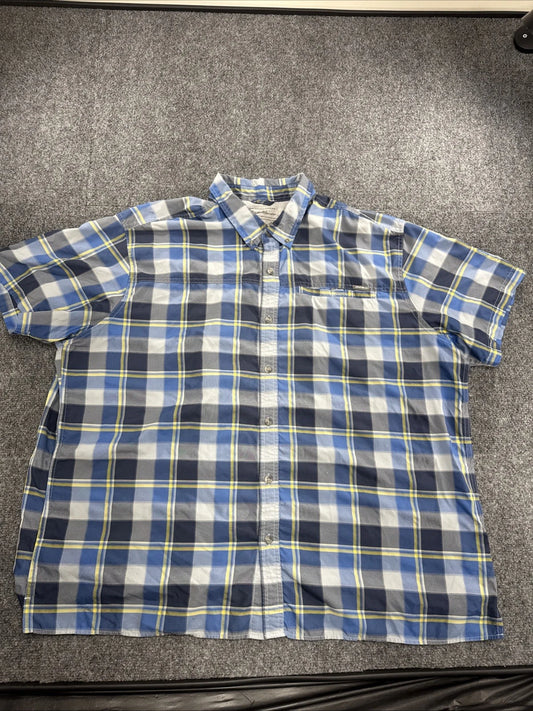 Eddie Bauer Performance Plaid Fishing Hiking Shirt Mens 2XL Vented Button Up