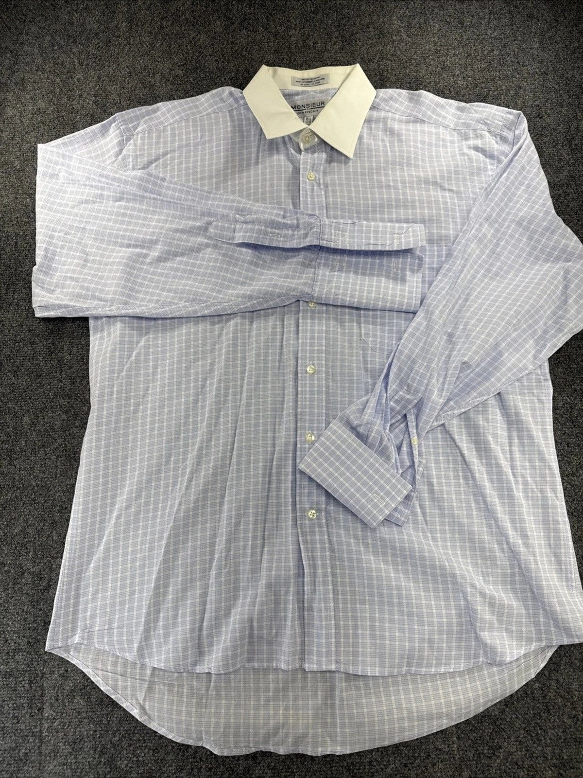 Vintage Monsieur by Givenchy Shirt Men’s 16.5 34-35 Large Blue Check BNWOT