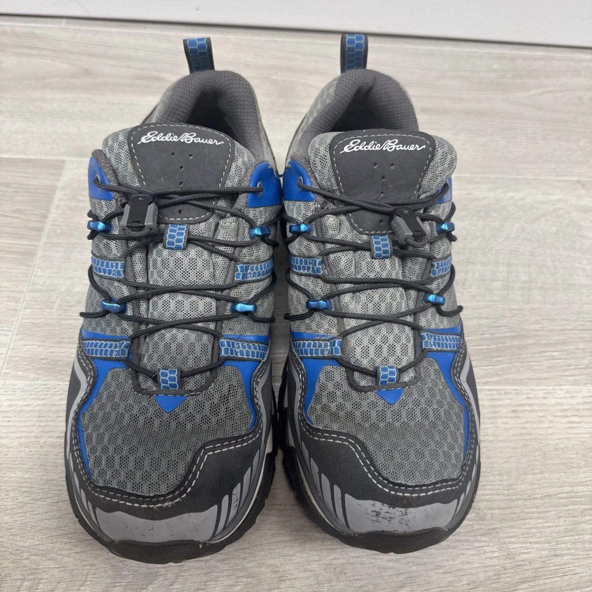 Eddie Bauer Waterproof Vibram Trail Hiking Shoes Gray Blue Men's Size 8.5