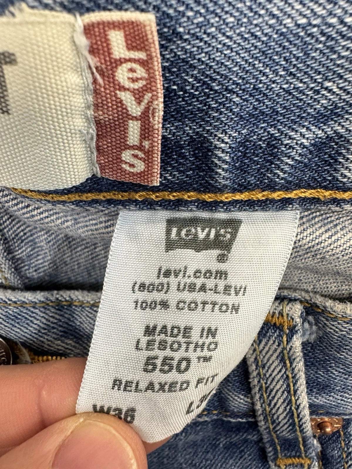 Levi's 550 Relaxed Fit Jeans Men's W36 L36 Light Wash Blue 100% Cotton