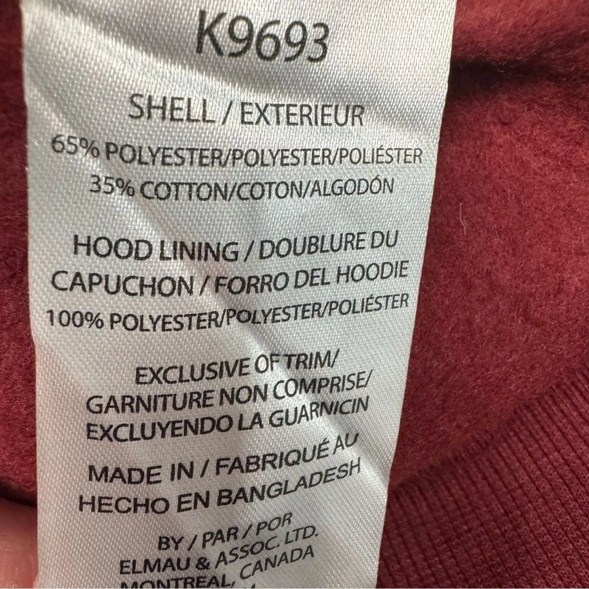 Kangol Men’s Sherpa Lined Hoodie XL Maroon Burgundy Streetwear BNWT