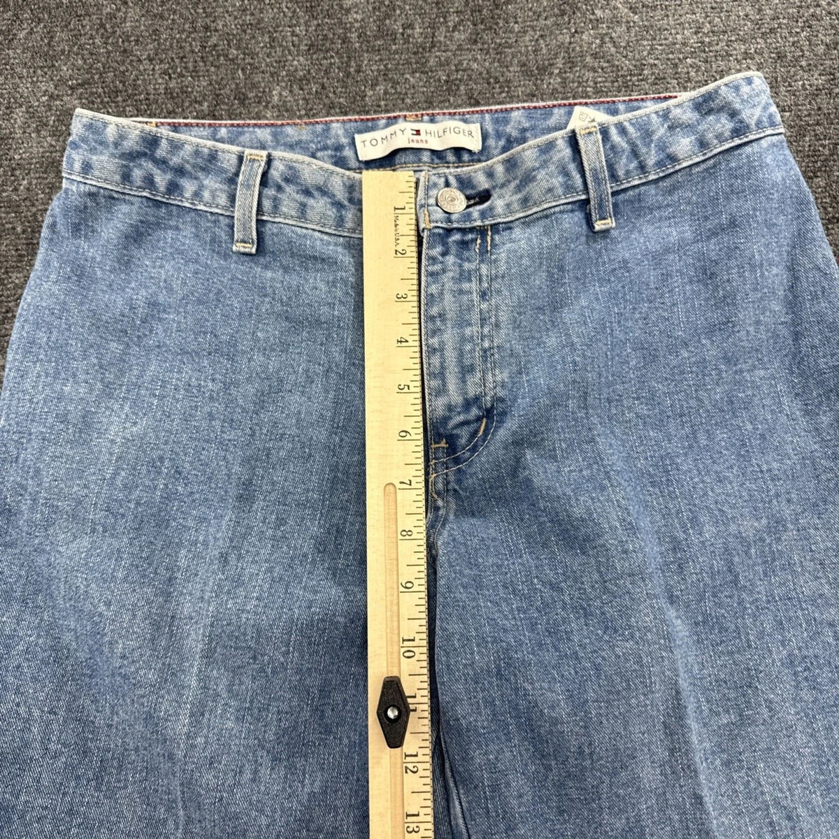 Vintage Y2K Tommy Hilfiger Jeans Womens 8 Studded Hem Wide Leg Made Canada 2002