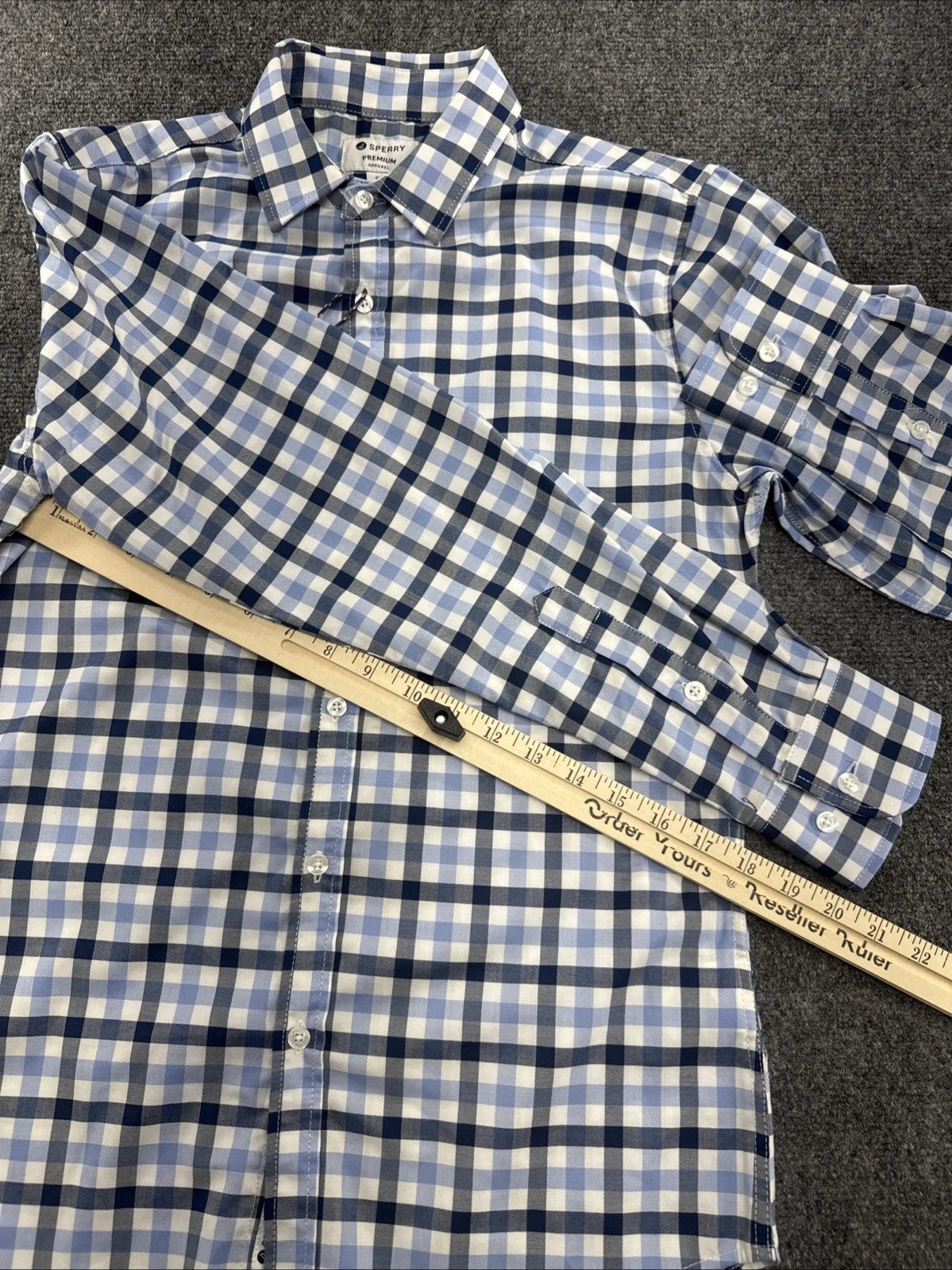Sperry Premium Apparel Shirt Mens S Blue White Plaid Long Sleeve NWT SP7156