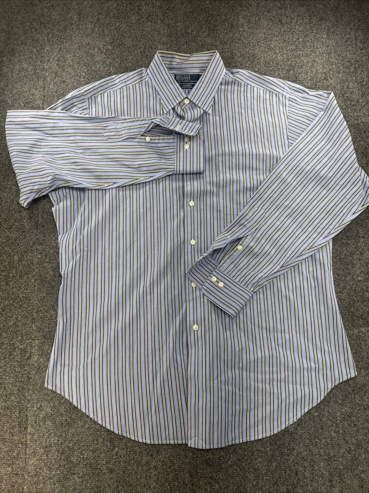Polo Ralph Lauren Andrew Mens 16.5 34-35 Blue Stripe Cotton Shirt NWOT