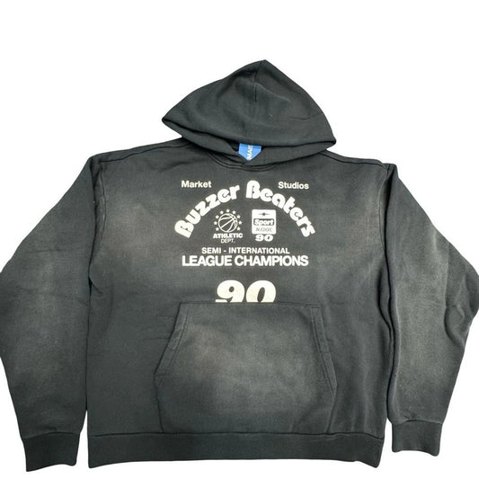 Market Studios Buzzer Beaters Hoodie, Men's Medium, Washed Black (NWT)