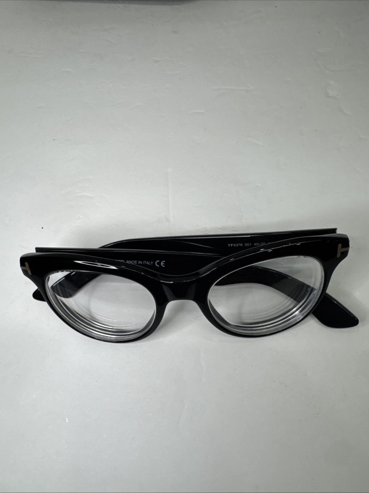 Tom Ford TF5378 001 Eyeglasses Black Gold Cat Eye 49-20-145 Italy w Case