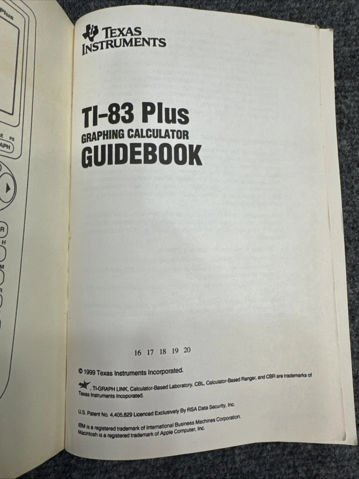 Texas Instruments TI-83 Plus Graphing Calculator User Guide Manual OEM Book