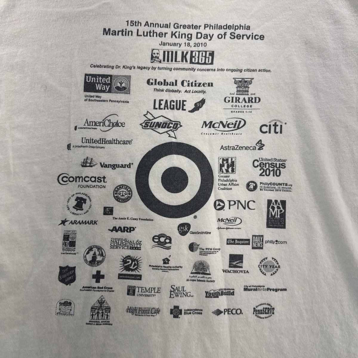 2010 MLK365 Martin Luther King Jr Day of Service Philadelphia T Shirt Large