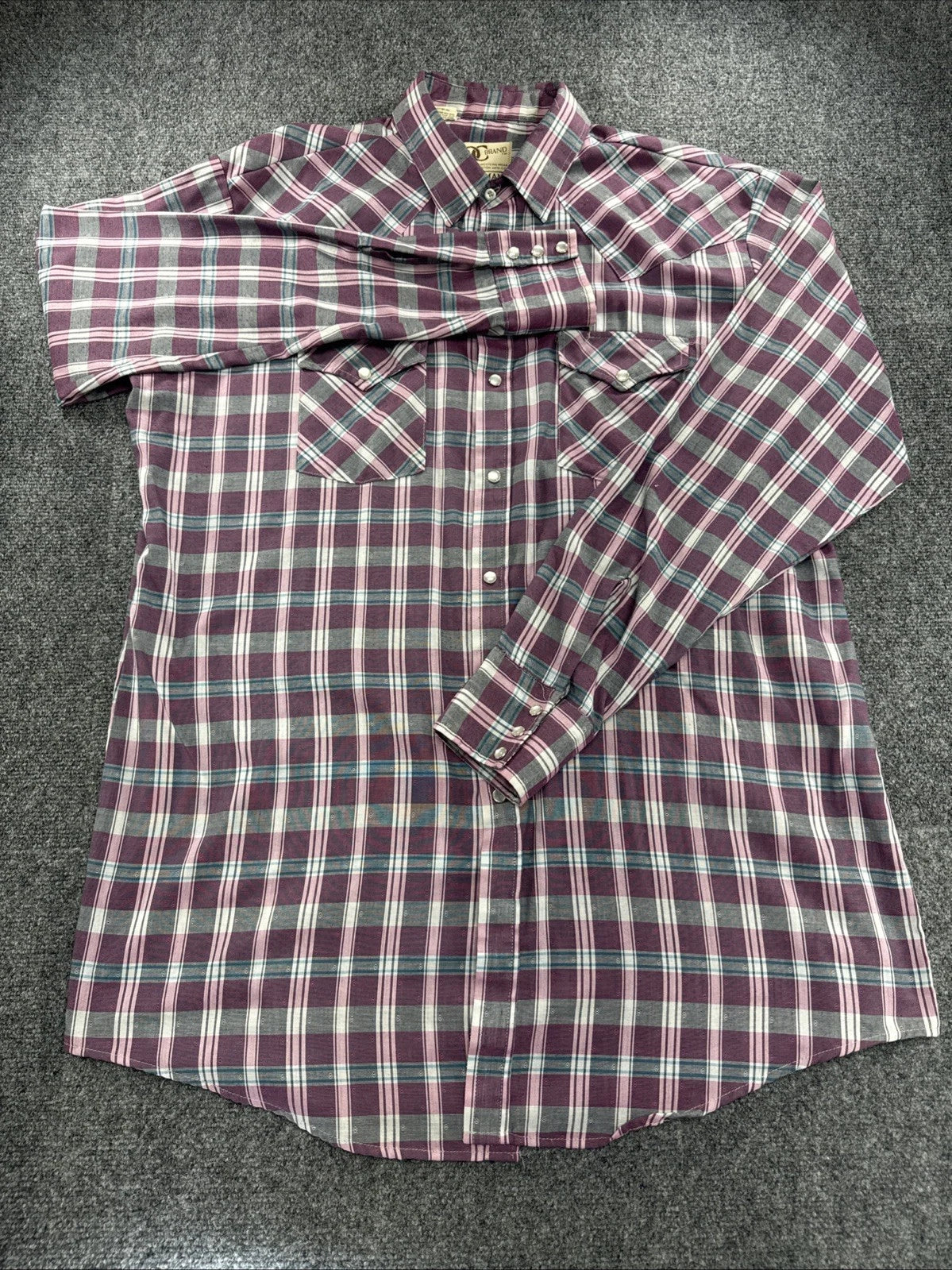 Vintage Dee Cee DC Brand Western Pearl Snap Shirt Men XL Tall Plaid Cowboy