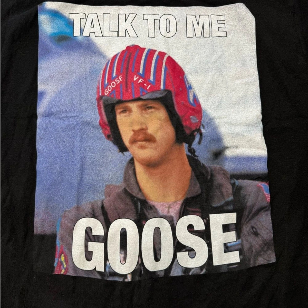 Top Gun Talk To Me Goose Black Graphic Tee Small Movie Shirt Retro BNWOT