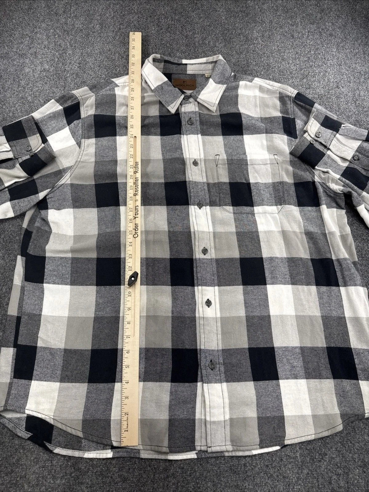 Woolrich Flannel Shirt Mens XXL Gray Black Buffalo Plaid Button Up BNWOT