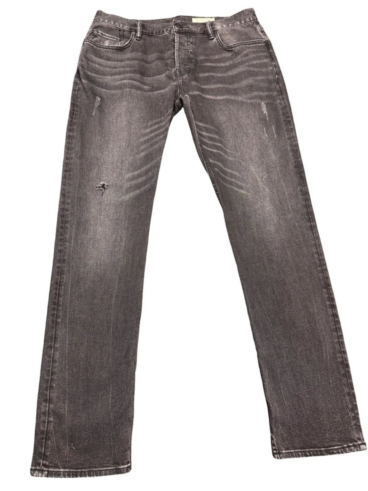 AllSaints Black Distressed Jeans Mens 34x32 Slim Button Fly Denim BNWOT